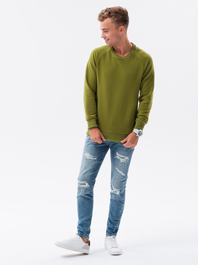 Men's hoodless sweatshirt - olive V6 B1156