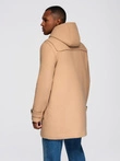 Men's wool and hooded duffle coat - light brown V1 OM-COWC-0131