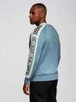 Men's sweatshirt with contrasting stripes and raglan sleeves - bleached turquoise V4 OM-SSNZ-0200