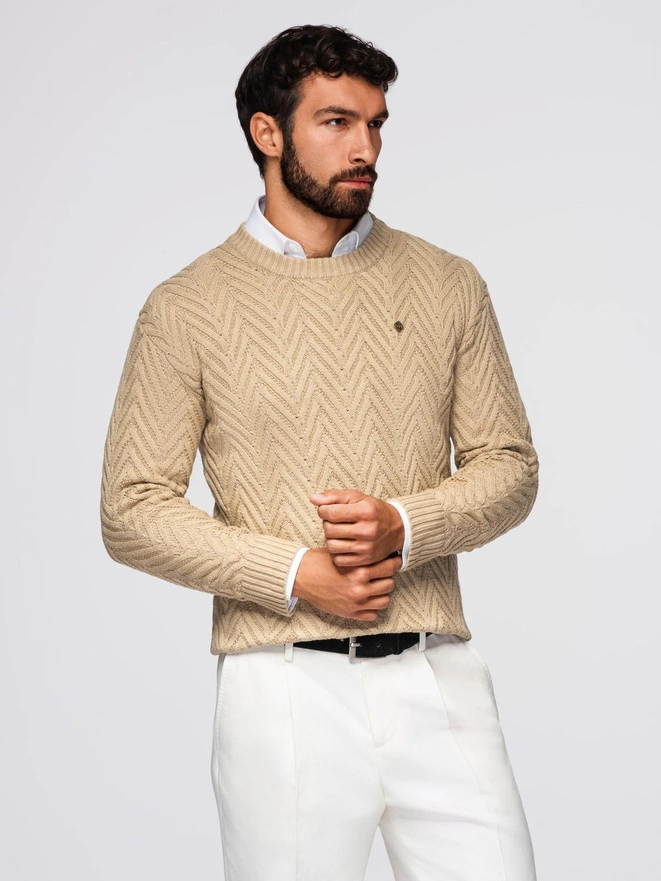 Knitted monochrome men's viscose cardigan - navy blue V1 OM-SWCD-0126
