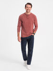 Men's washed henley longsleeve with raglan sleeves - Brick Grey V3 OM-LSWL-22FW-001