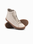 Men's ankle sneakers with rubber sole - cream V1 OM-FOTH-0187 