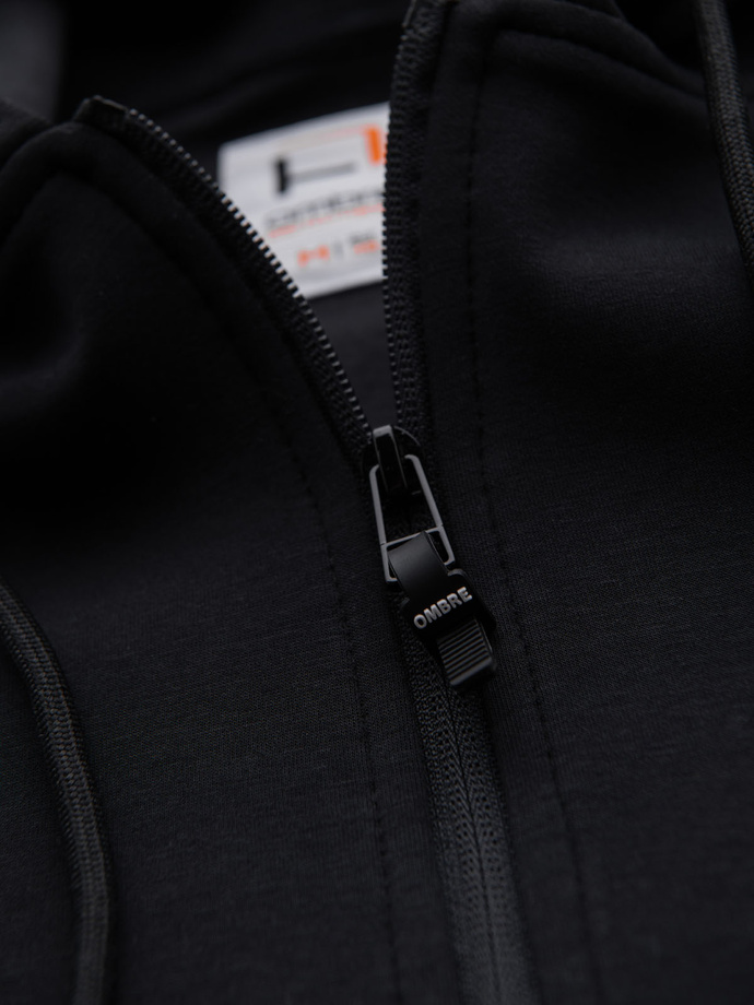 Unzipped hoodie sweatshirt in streetwear style - black V3 OM-SSZP-0213