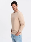 BASIC men's non-stretch cotton sweatshirt - beige V6 OM-SSBN-0159