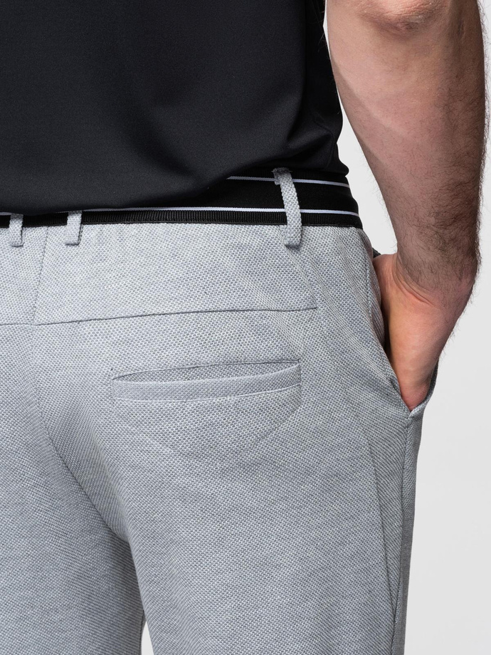 Pantaloni bărbătești tricotați cu talie elastică - gri deschis V1 OM-PACP-0116