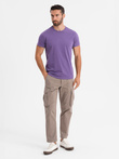 Men's classic cotton BASIC T-shirt - purple V13 OM-TSBS-0236