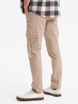 Pantaloni cargo STRAIGHT LEG pentru bărbați cu buzunare în dungi - nisip V2 OM-PACG-0197