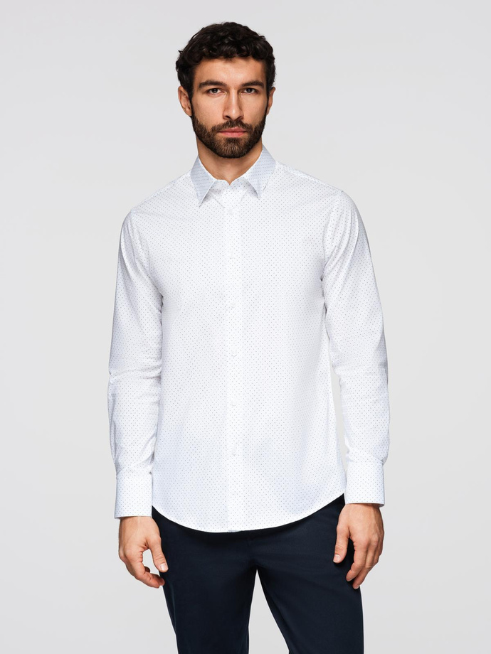 Vyriški REGULAR FIT marškiniai su kišenėmis - pilki V1 OM-SHCS-0148