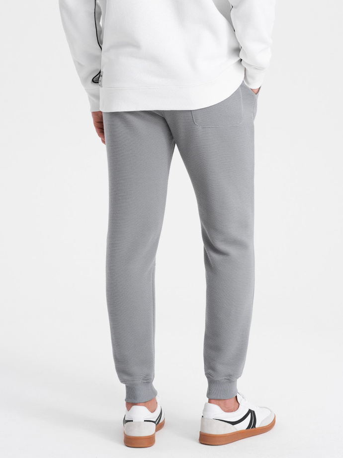 Pantaloni de trening bărbătești din țesătură ottoman - gri V5 OM-PASK-0129
