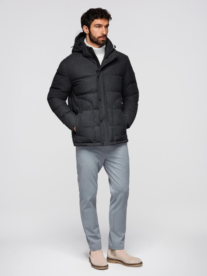 Men's lightweight jacket with mesh lining and hood - black V2 OM-JAHP-0203