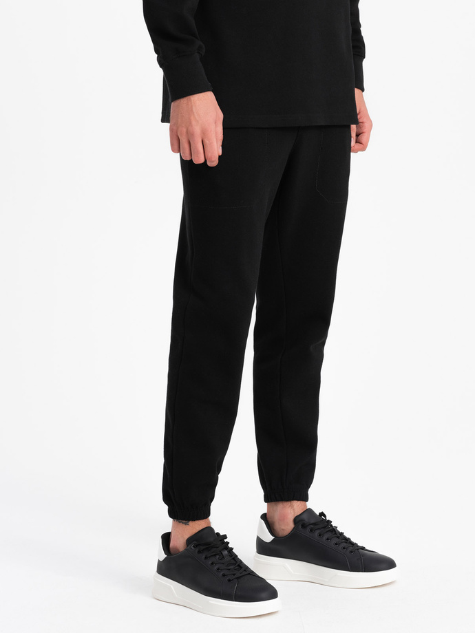 Set trening pentru bărbați bluză de trening cu guler polo + pantaloni - negru V8 Z71