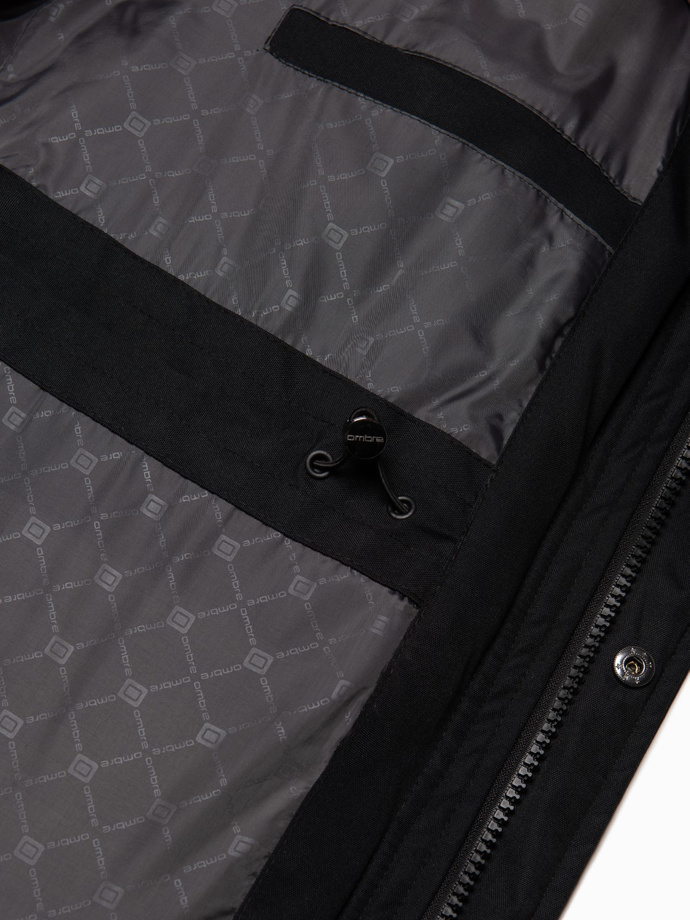 Pánska zimná bunda Alaskan s odnímateľnou kožušinou z kapucne - čierna V2 OM-JALJ-0148