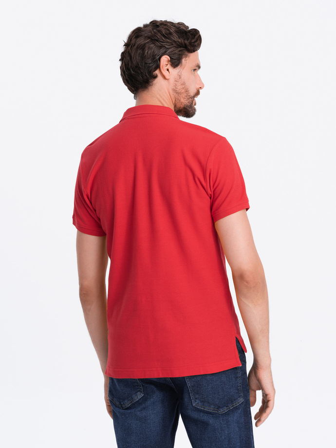 Tricou polo bărbătesc din tricot piqué - roșu V22 S1374