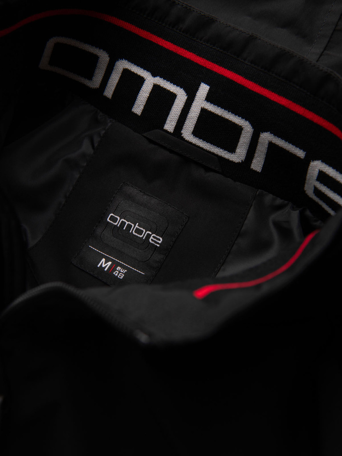 Vyriška striukė su gobtuvu ir aukšta apykakle - juoda V1 OM-JANP-0222