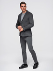 Men's SLIM knit jacket with subtle texture - graphite V1 OM-BLZB-0101