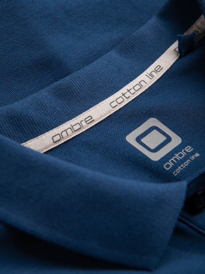 Tricou polo bărbătesc din tricot piqué - albastru închis V13 S1374