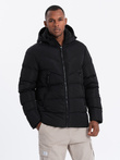 Men's winter jacket with unusual quilting - black V3 OM-JAHP-0127
