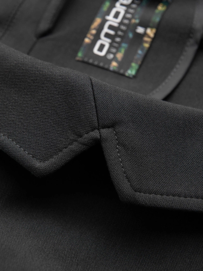 Pánska bunda SLIM z jemne štruktúrovaného úpletu - grafitová V1 OM-BLZB-0101