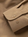 Men's REGULAR FIT cotton shirt with pocket - light brown V2 OM-SHOS-0153
