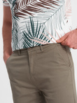 Men's chinos shorts with contrasting turn-up - olive V2 W421