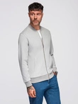 Men's pique knit bomber jacket - gray V4 OM-SSZP-0238