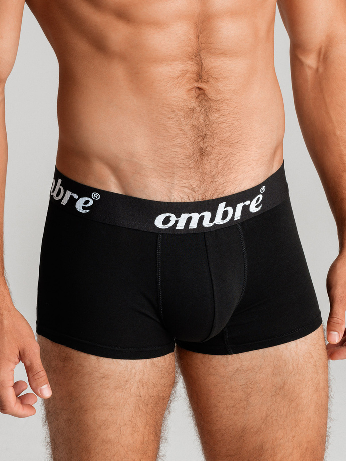 Men's cotton boxer shorts with contrasting elastic - 7-pack black V1 OM-UNBO-0100