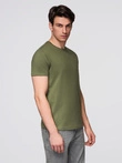 Klasické bavlnené pánske tričko BASIC - khaki V6 OM-TSBS-0236