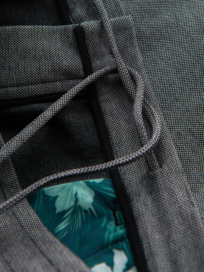 Pánské krátké šortky SLIM FIT ze strukturovaného melanžového úpletu - černé V2 OM-SRCS-0166