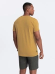 BASIC men's classic cotton T-shirt with a serape neckline - mustard V8 OM-TSBS-0145
