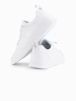 Men's monochromatic sports style shoes with stitching - white V1 OM-FOCS-0159