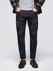 Men's denim pants with REGULAR FIT rubbing - black V2 OM-PADP-0241
