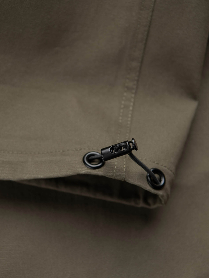 Men's pants with cargo pockets and leg hem - dark olive green V1 OM-PACG-0189