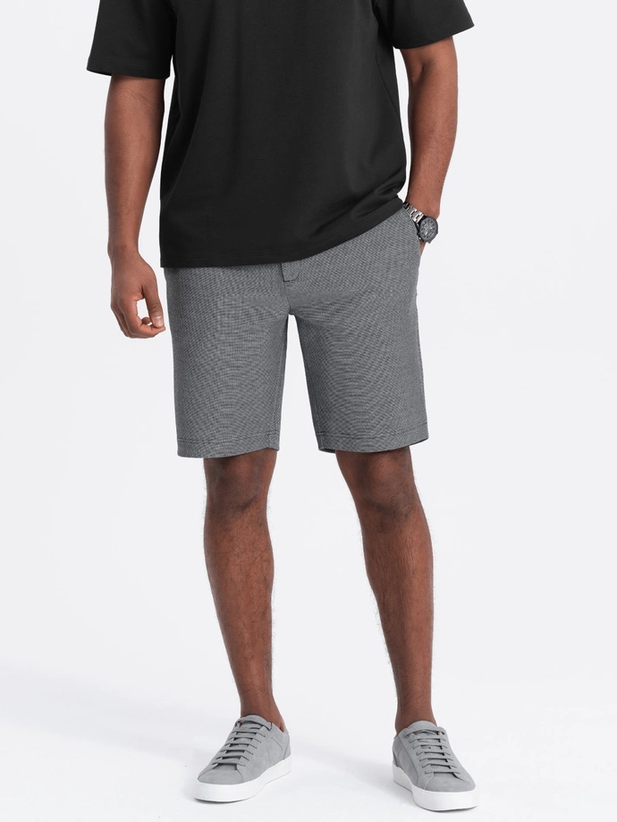 Men's shorts made of two-tone melange knit fabric - black V2 OM-SRCS-0127