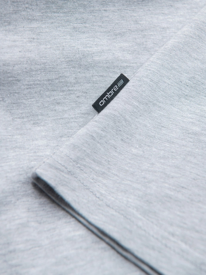 Pánské klasické bavlněné tričko BASIC - šedý melír V5 OM-TSBS-0146