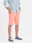 Men's chinos shorts with contrasting turn-up - salmon V9 W421