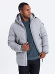 Men's winter jacket with unusual quilting - gray V6 OM-JAHP-0127