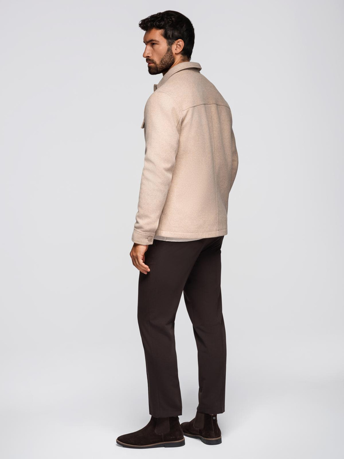 Pánska košeľová bunda - béžová V1 OM-JANP-0291