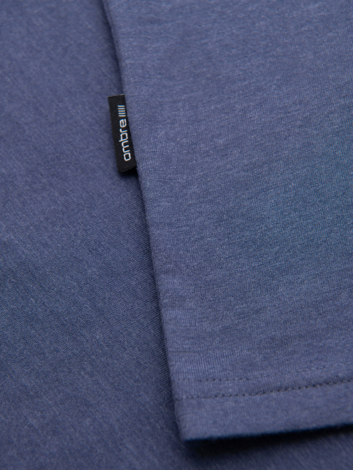 Bumbac clasic pentru bărbați BASIC tricou cu guler în V - maro V10 OM-TSBS-0145