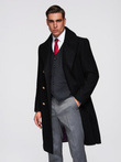 Elegant military double-breasted coat for men with wool - black V1 OM-COWC-0145