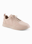 Men's monochromatic sports style shoes with stitching - beige V2 OM-FOCS-0159
