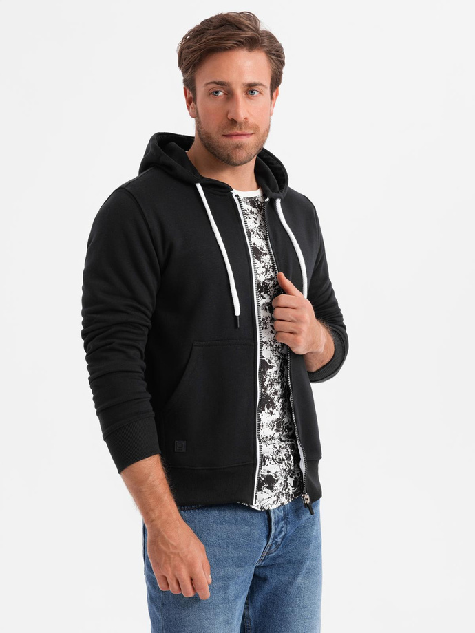 Hanorac cu glugă pentru bărbați BASIC - negru V1 OM-SSBZ-0118