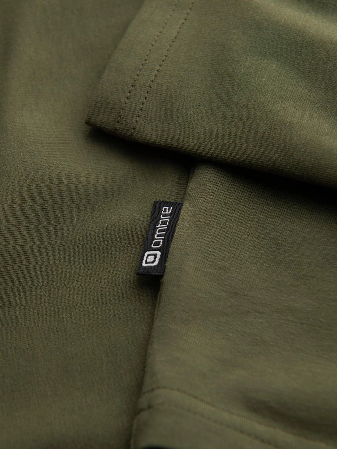 Pánský rolák s dlouhým rukávem - tmavě olivově zelený V4 OM-LSCL-0130