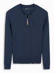 Men's sweater with viscose and spread neckline - navy blue V4 OM-SWZS-0124