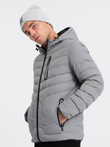Vyriška dygsniuota sportinė striukė - pilka V5 OM-JALP-0118