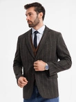 Men's elegant plaid blazer with wool blend - graphite V3 OM-BLZB-0137