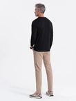 BASIC men's longsleeve with round neckline - black V1 OM-LSBL-0106