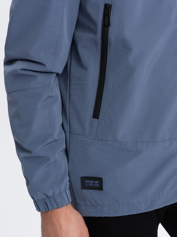 Men's transitional jacket with hood - blue V3 OM-JANP-22FW-005