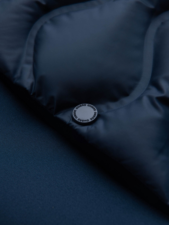 Men's quilted bomber jacket - navy blue V2 OM-JALP-0141