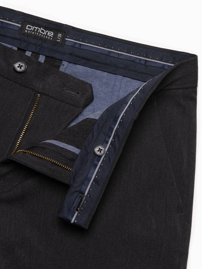 Elegantné pánske chino nohavice SLIM FIT - grafitové V2 OM-PACP-0191