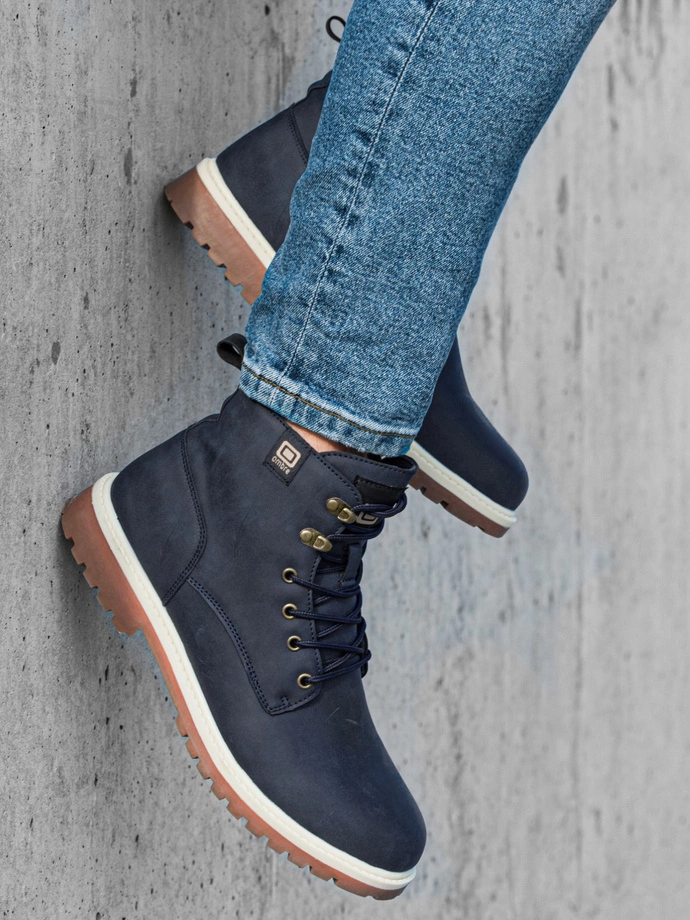 Men's winter trapper boots - navy blue V3 T314